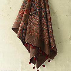 Sakhi . सखी ⁂ Ajrakh Block Printed Pure Cotton Dupatta - 33