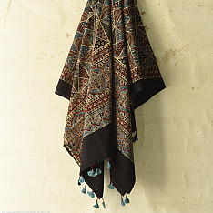 Sakhi . सखी ⁂ Ajrakh Block Printed Pure Cotton Dupatta - 37