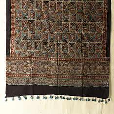 Sakhi . सखी ⁂ Ajrakh Block Printed Pure Cotton Dupatta - 37