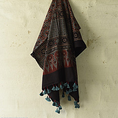 Sakhi . सखी ⁂ Ajrakh Block Printed Pure Cotton Dupatta - 47