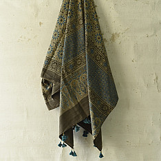 Sakhi . सखी ⁂ Ajrakh Block Printed Pure Cotton Dupatta - 52