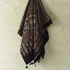 Sakhi . सखी ⁂ Ajrakh Block Printed Pure Cotton Dupatta - 54