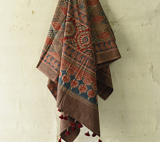 Sakhi . सखी ⁂ Ajrakh Block Printed Pure Cotton Dupatta - 58