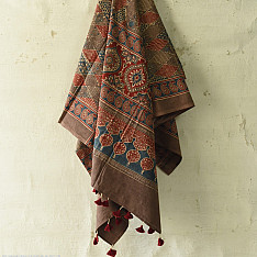Sakhi . सखी ⁂ Ajrakh Block Printed Pure Cotton Dupatta - 58