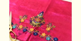 Mashru Blouse Piece - Embroidered & Mirror Work - Rani Pink