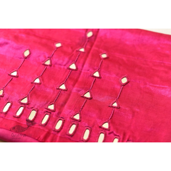 Mashru Blouse Piece Mirror Work - Rani Pink