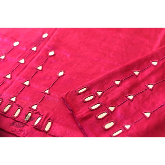 Mashru Blouse Piece Mirror Work - Rani Pink