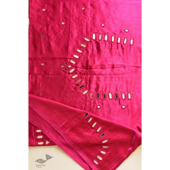 Mashru Blouse Piece Mirror Work - Rani Pink