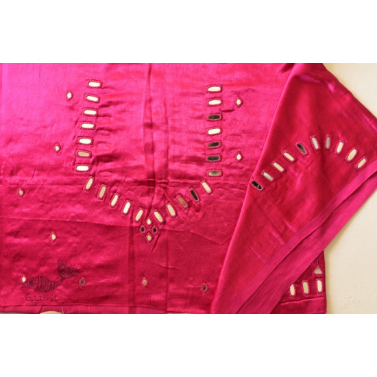 Mashru Blouse Piece Mirror Work - Rani Pink