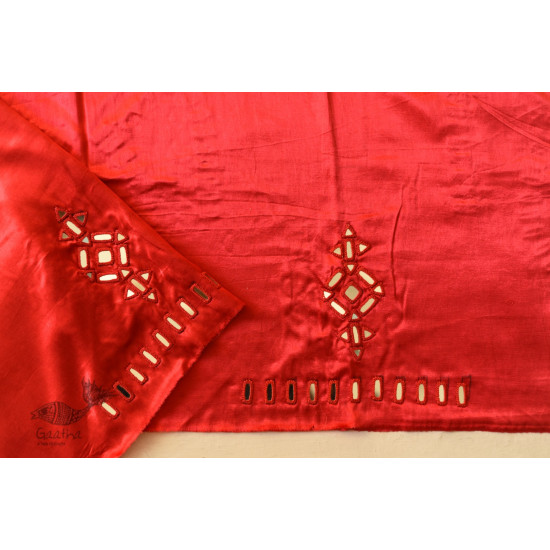 Embroidered Mashru Blouse Piece with Mirror Work