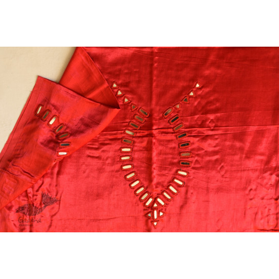 Embroidered Mashru Blouse Piece with Mirror Work