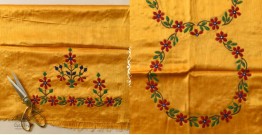 Embroidered Mashru Blouse Piece - Yellow