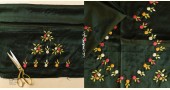 Embroidered Mashru Blouse Piece with Mirror Work - Dark Green 
