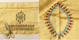 Embroidered & Mirror Work - Yellow Mashru Blouse Piece