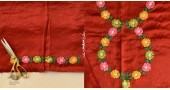 Flower Embroidered Mashru Blouse Fabric