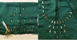 Mashru Blouse Piece - Embroidered & Mirror Work - Green