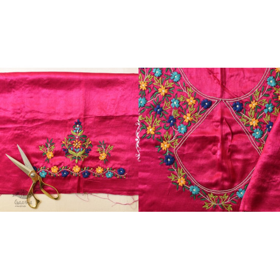 Mashru Blouse Piece - Embroidered & Mirror Work