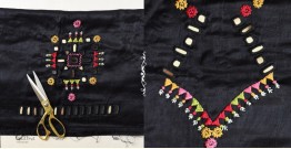 Mashru Blouse Piece - Embroidered & Mirror Work in Black