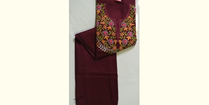 Threads of Love ~ Hand Embroidery Kurti Material - Maroon