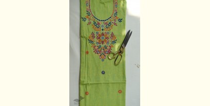 Threads of Love ~ Hand Embroidered - Kurti Fabric Parrot Green