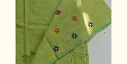 Threads of Love ~ Hand Embroidered - Kurti Fabric Parrot Green