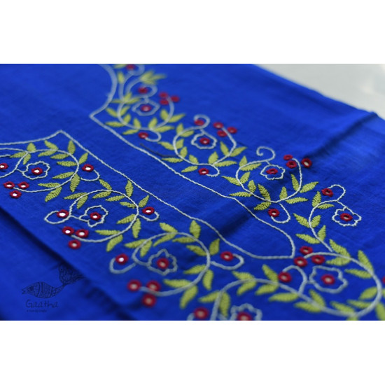 shop Hand Embroidered - kurti Material - Blue