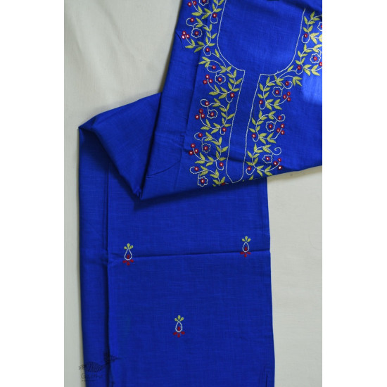 shop Hand Embroidered - kurti Material - Blue