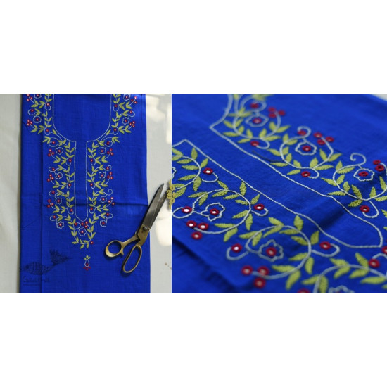 shop Hand Embroidered - kurti Material - Blue