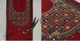 Threads of Love ~ Hand Embroidered - Kurti Material - Maroon