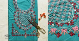 Threads of Love ☀ Embroidered Dress Material - Sea Blue