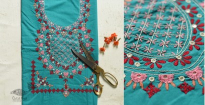 Threads of Love ☀ Embroidered Dress Material - Sea Blue