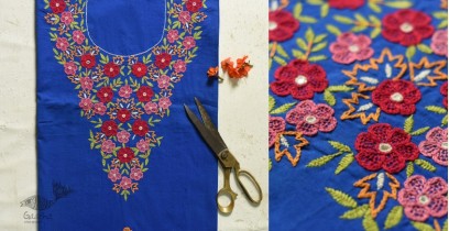 Threads of Love ☀ Hand Embroidered Dress Material - Blue