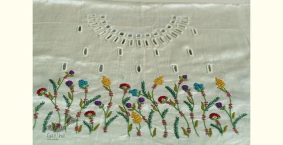 Mashru - Embroidered Off White Blouse Piece