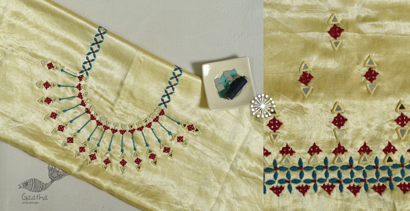 handwork mashru blouse Piece - Golden