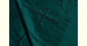 shop hand embroidered Linen kurta fabric - dark green