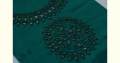 shop hand embroidered Linen kurta fabric - dark green