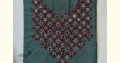 shop hand embroidered silk kurta fabric - green grey