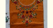 shop hand embroidered Linen kurta fabric - mustard yellow