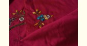 shop hand embroidered Linen kurta fabric - rani pink
