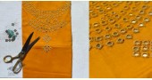 shop hand embroidered Linen kurta fabric in yellow colour