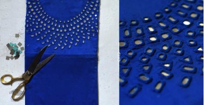 Threads of Love ✯ Embroidered Dress Material - Deep Blue