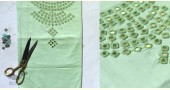 shop hand embroidered Linen kurta fabric - pistachio green