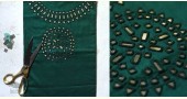 shop hand embroidered cotton kurta fabric - bottle green