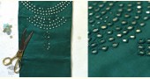 shop hand embroidered Linen kurta fabric - bottle green