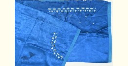 Embroidered & Mirror Work - Mashru Blouse Piece - Blue
