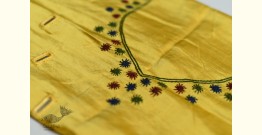 Handloom Linen Embroidered Blouse Piece