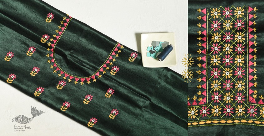 Embroidered green blouse piece
