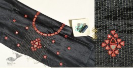 Embroidered & Mirror Work - Mashru Blouse Piece - Black