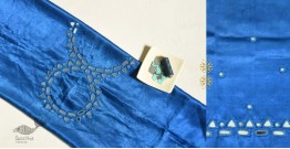 Embroidered & Mirror Work - Mashru Blouse Piece - Blue