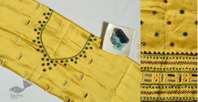 Handloom Linen Embroidered Blouse Piece
